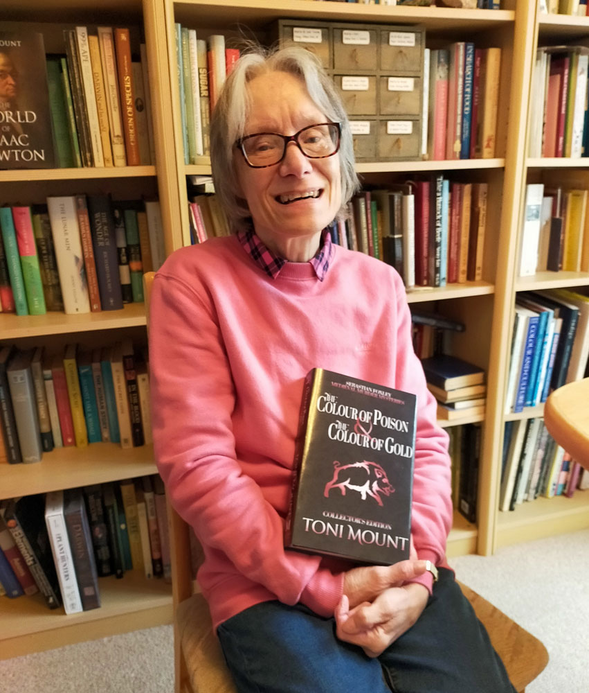 Toni Mount with her hardback book
